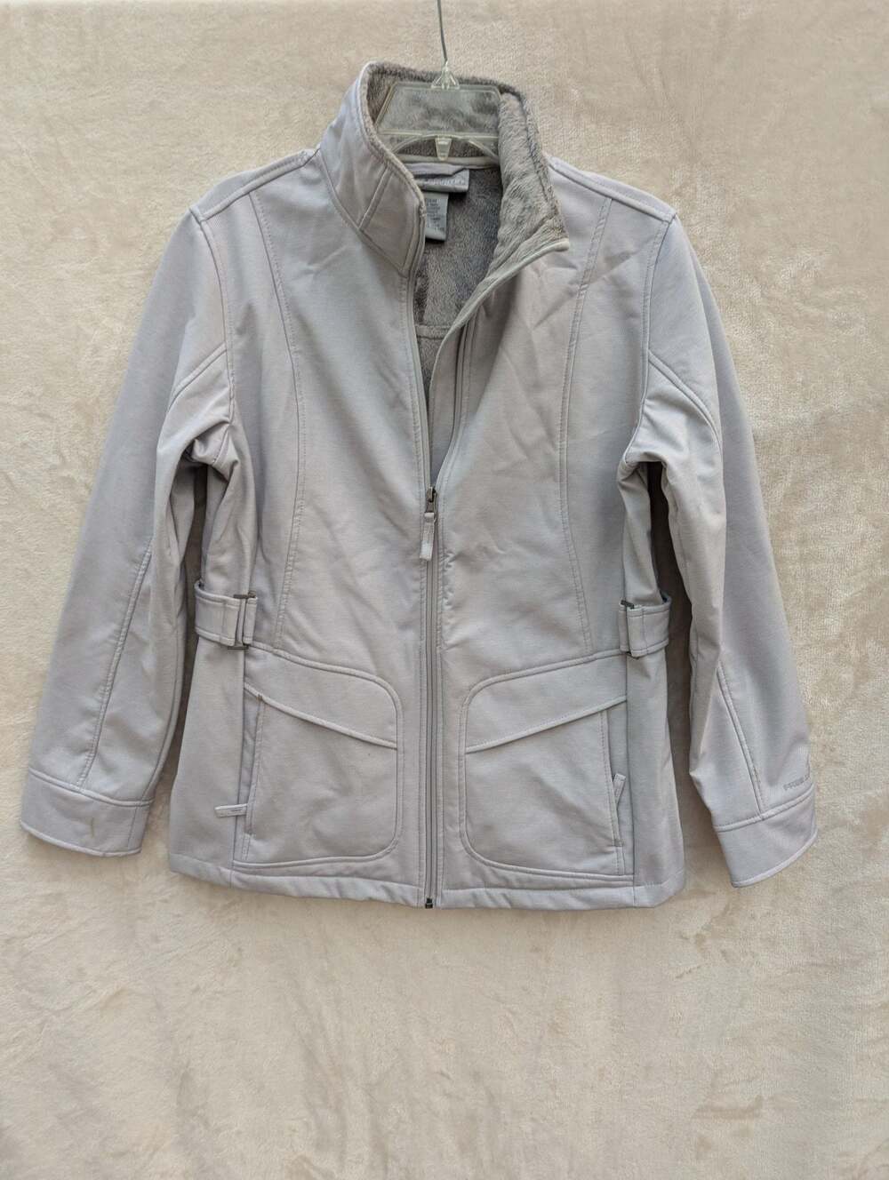 Free Country Women's Faux Fur Lined Softshell Zip Jacket Gray Size Medium